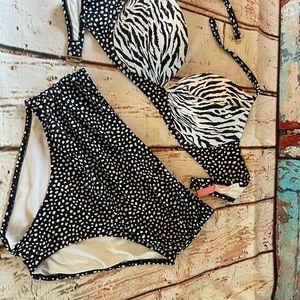 Black & White, animal print two-piece